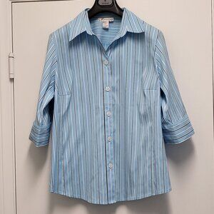 Vintage Dressbarn Shirt Button Up Womens 18/20W Plus 3/4 Sleeve Striped Blouse